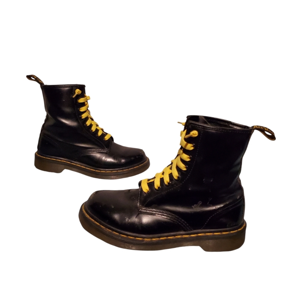 Dr. Marten's Black Leather Lace-Up Combat Boots Women's Size 6, Kid's Size 5